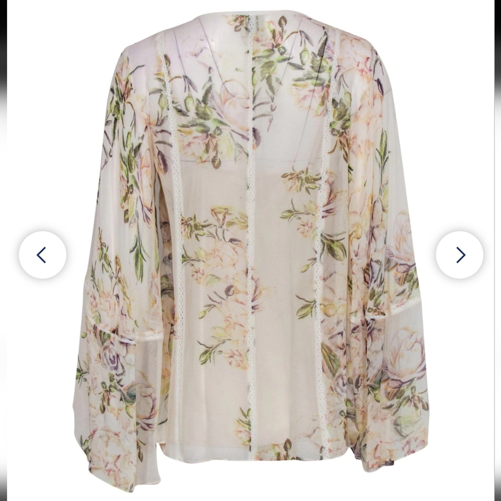 Haute Hippie Floral Sheer Blouse - Cream and Pink